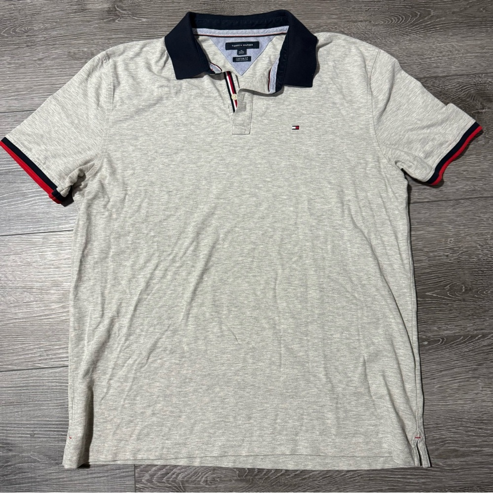 Tommy Hilfiger Grey button shortsleeve polo